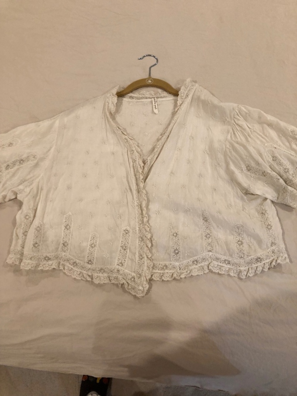 Magnolia Pearl Open Front Cropped Blouse - Cream NWOT